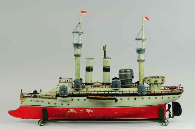 Appraisal: MARKLIN ''PHILADELPHIA'' BATTLESHIP Germany hand painted impressive scale and detail