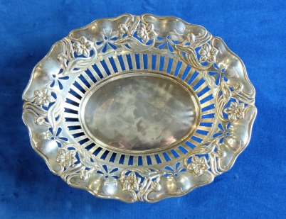 Appraisal: Pierced Silver Art Nouveau dish by Walker Hall length cm