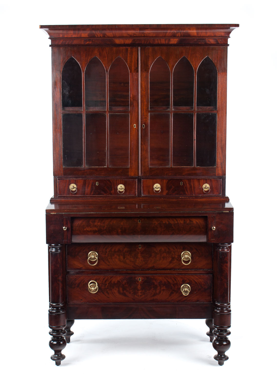 Appraisal: American Classical mahogany secretary desk Massachusetts circa flat molded cornice