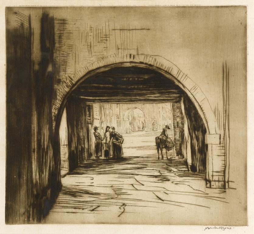 Appraisal: SIR DAVID MUIRHEAD BONE - AN ARCHWAY CHIOGGIA drypoint signed