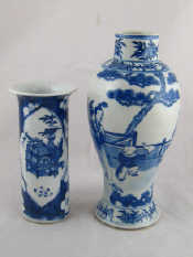 Appraisal: Two blue and white Chinese ceramic vases one with chip