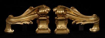 Appraisal: PAIR OF LOUIS XV-STYLE GILT-BRONZE CHENETS Boldly modeled with acanthus