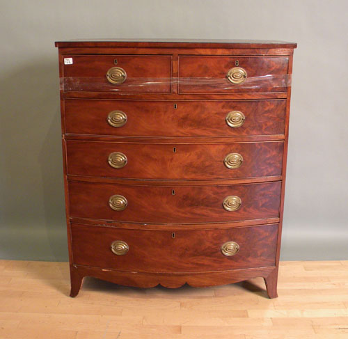 Appraisal: George III mahogany bowfront semi-tall chest late th c h