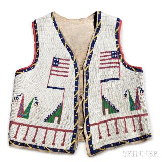 Appraisal: Lakota Beaded Hide Pictorial Vest c last quarter th century