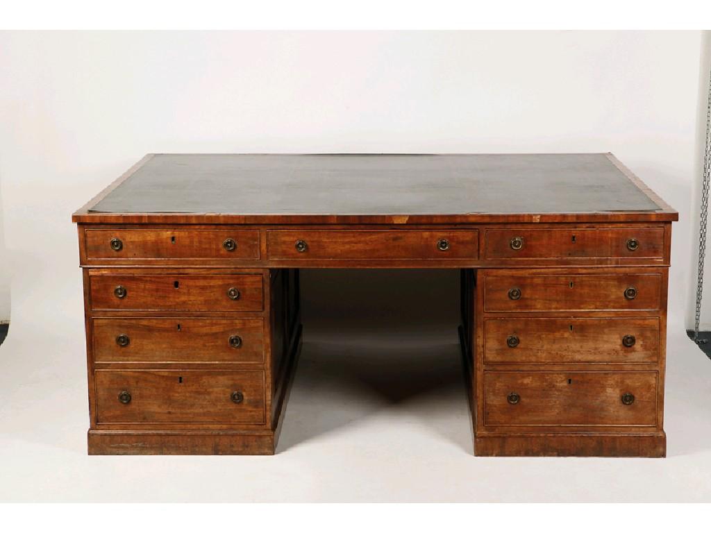 Appraisal: A LATE GEORGE III STYLE MAHOGANY PARTNER'S DESK the rectangular