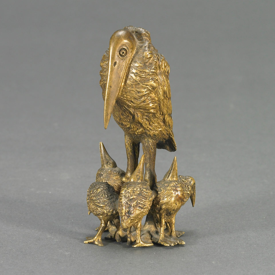 Appraisal: Small Austrian Gilt Bronze Group of Marabou Stork Surrounded by