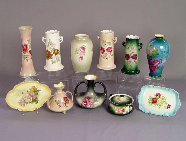 Appraisal: PIECE GROUP OF WARWICK CHINA ROSE DECORATED CHINA VASES Plus