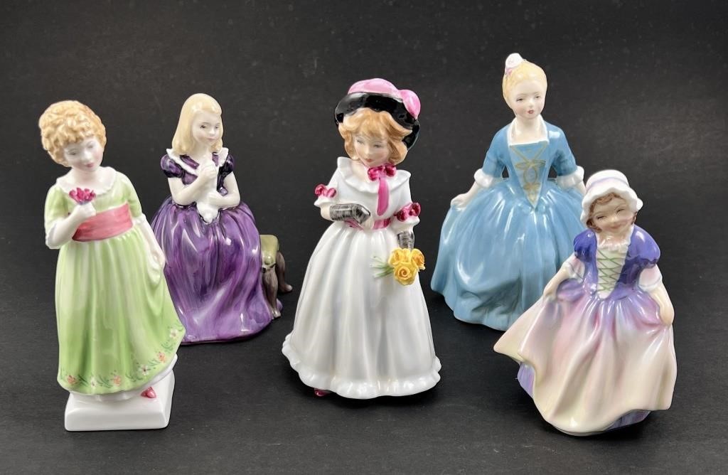 Appraisal: Five vintage Royal Doulton young women figurines including Tess HN