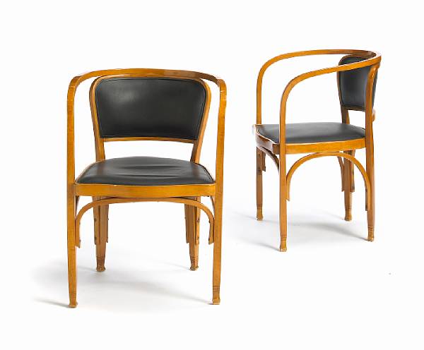 Appraisal: A pair of Gustav Siegel bentwood armchairs model -F for