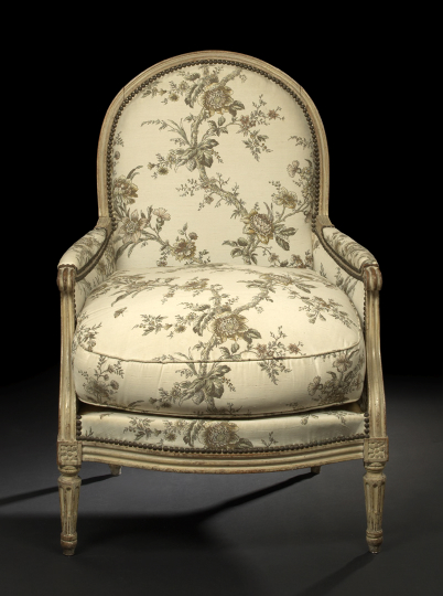 Appraisal: Louis XVI-Style Polychromed Bergere third quarter th century the domed