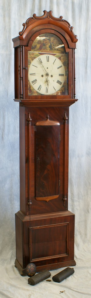 Appraisal: Mahogany Scottish tall clock signed William Marshall Wishaw with calendar