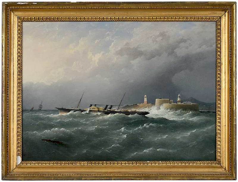 Appraisal: Richard Brydges Beechey British Holyhead Steamer Leaving Kingston Harbor signed