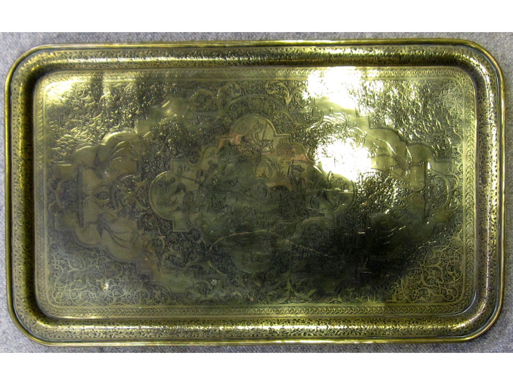 Appraisal: Eastern engraved brass tray