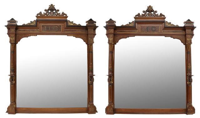 Appraisal: pair Large American Victorian over mantel mirrors late th c