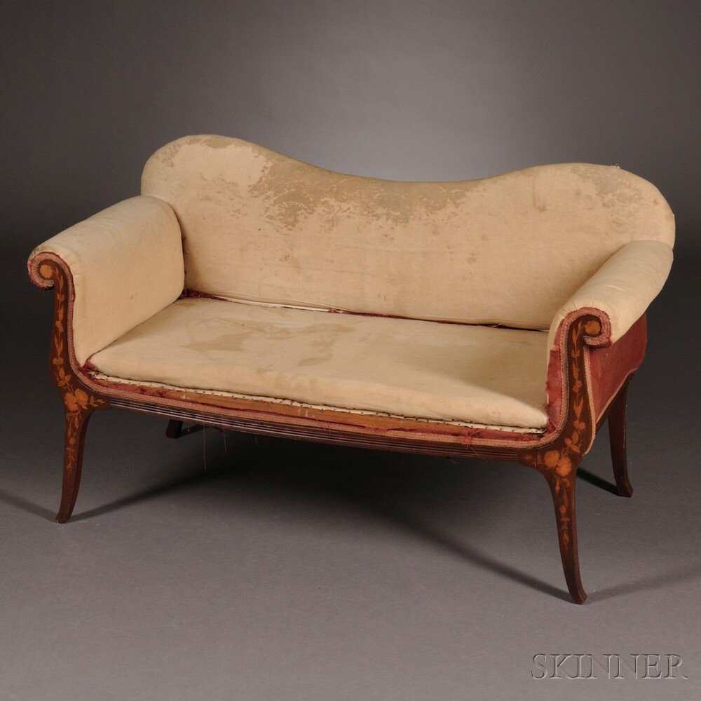 Appraisal: Dutch Mahogany and Marquetry Upholstered Settee late th century with