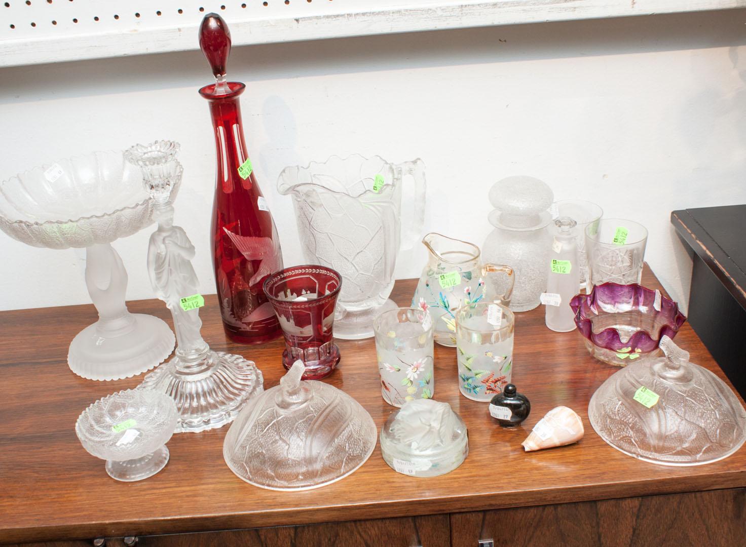 Appraisal: Assortment of glass articles including Bohemian glass cut glass pattern