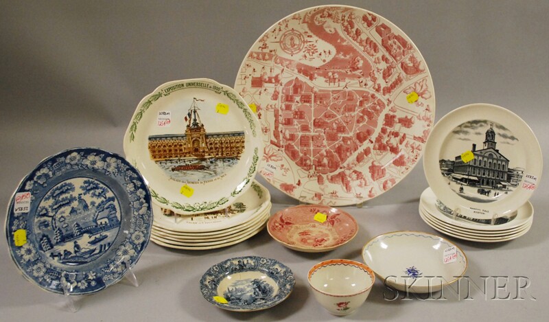 Appraisal: Seventeen Pieces of Transfer-decorated Ceramic Tableware and a Chinese Export