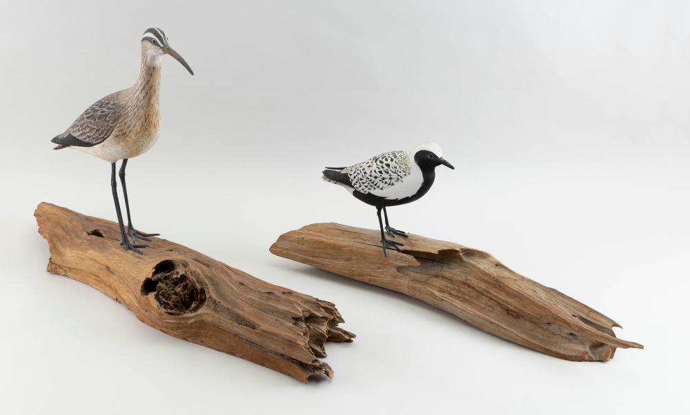 Appraisal: TWO PAUL W CASSON DECORATIVE LIFE-SIZE BIRD CARVINGS ADIRONDACKS CIRCA