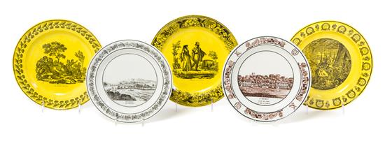 Appraisal: Sale Lot Five French Transfer Decorated Plates each depicting landscape