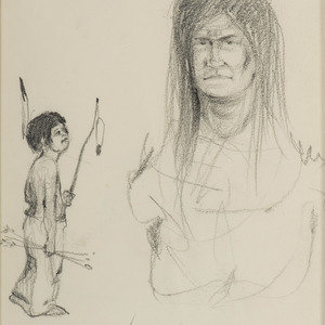 Appraisal: Jerome Tiger Muscogee Creek-Seminole - untitled sketch signed and dated