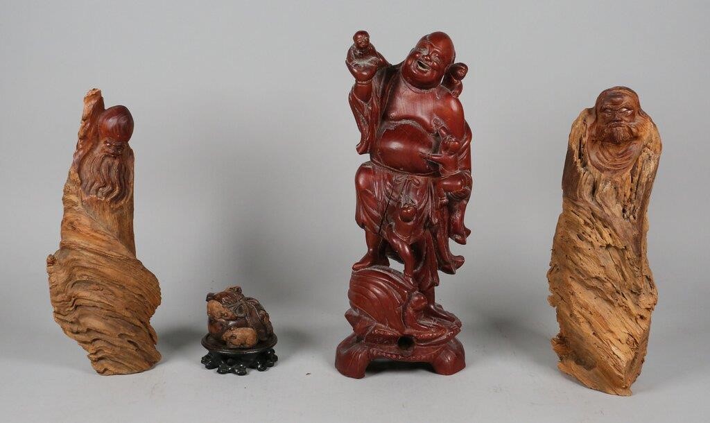 Appraisal: Sandalwood Budai sculpture crack to the body and base Carved