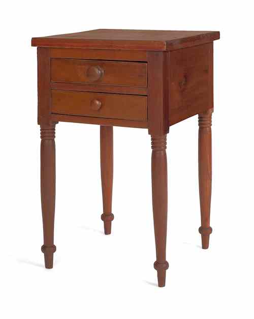 Appraisal: Sheraton two-drawer maple end table ca