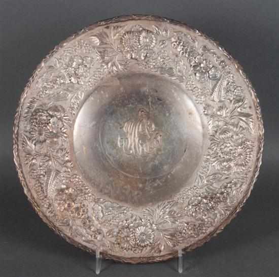 Appraisal: American repousse sterling silver cake stand S Kirk Son Inc