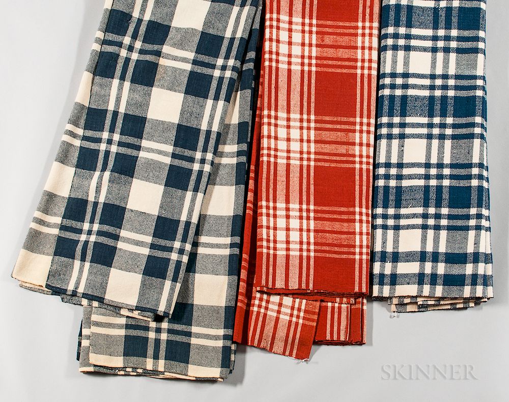 Appraisal: Four Woven Check Woolen Blankets Four Woven Check Woolen Blankets