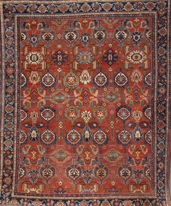 Appraisal: Malayer Rug Second Quarter th Century Shaded red ground with