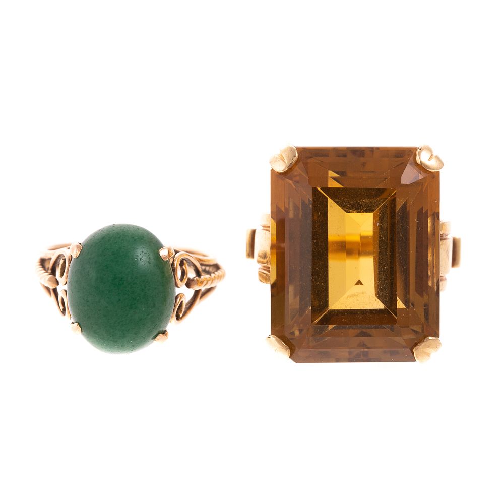 Appraisal: A Retro Citrine Cocktail Ring Jade Ring in K K