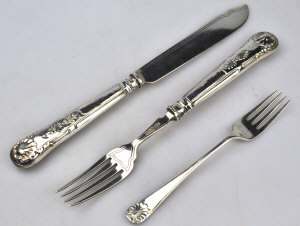 Appraisal: A Victorian silver Kings pattern fish knife and fork with