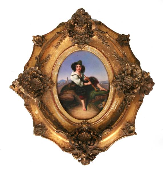 Appraisal: A KPM German porcelain portrait plaque of a young man