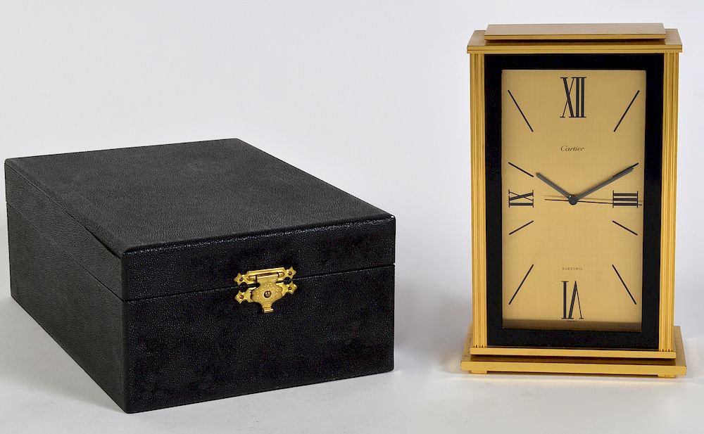 Appraisal: Cartier Desk Clock with Box Cartier art deco desk clock