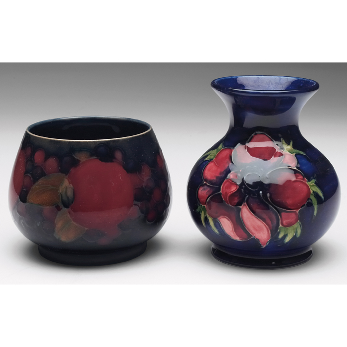 Appraisal: Moorcroft vase unusual shape pomegranate design ''w x ''h with