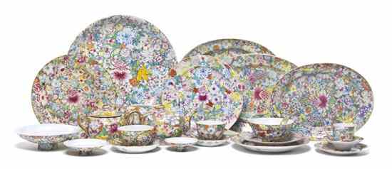 Appraisal: A Large Collection of Famille Rose 'Millefleur' Porcelain th and