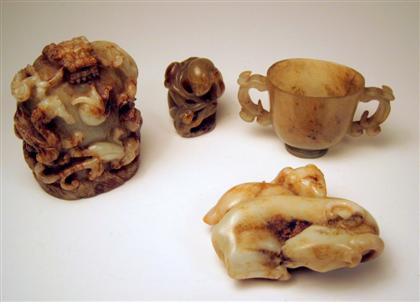 Appraisal: Four Chinese caved jade articles th century