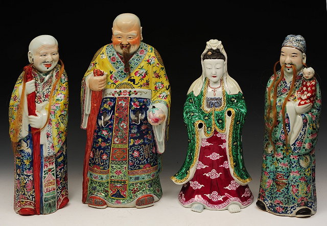 Appraisal: A CHINESE POLYCHROME PORCELAIN MODEL of Shou Lao early th