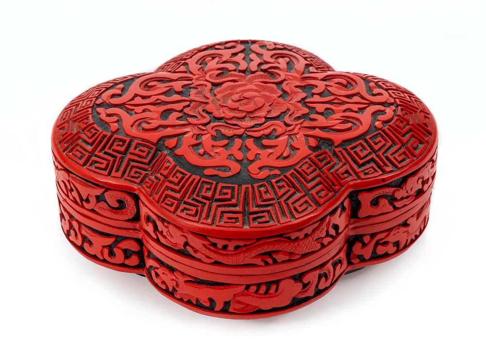 Appraisal: A Chinese Carved Red Lacquer Box Width inches A Chinese