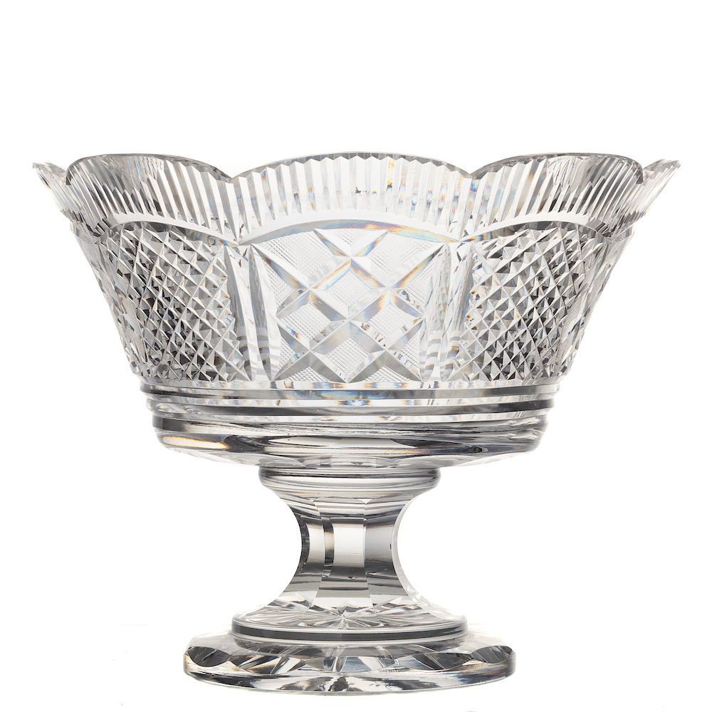 Appraisal: Waterford Crystal Pedestal Bowl scalloped edge in H in Diam