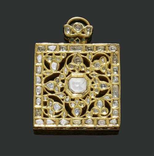 Appraisal: DIAMOND AND ENAMEL TAWIZAN PENDANT end of the th century