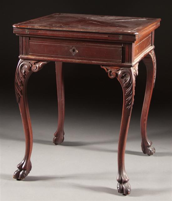 Appraisal: Chippendale Revival carved mahogany envelope table late th early th