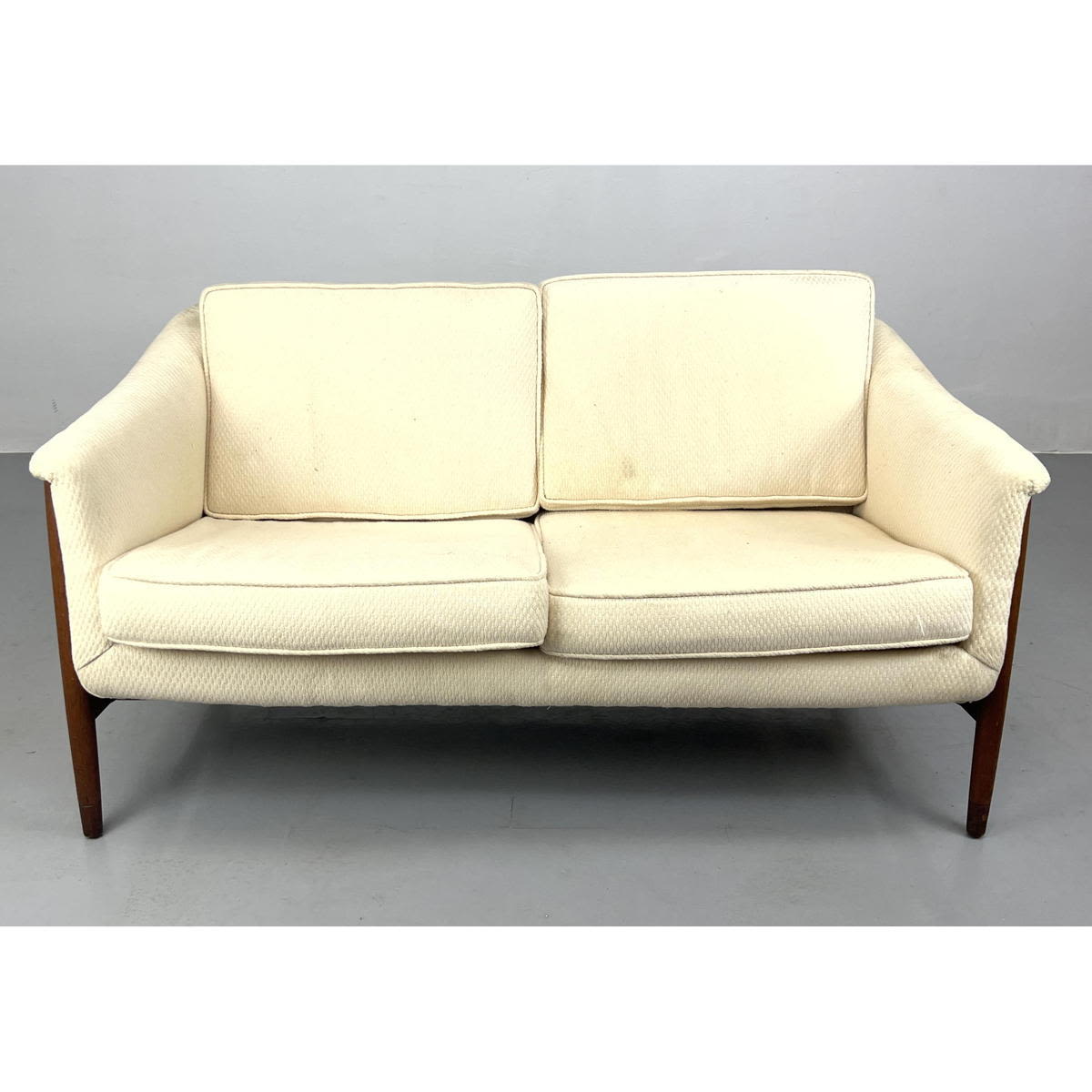 Appraisal: DUX Danish Modern Loveseat Sofa Teak Frame Dimensions H inches