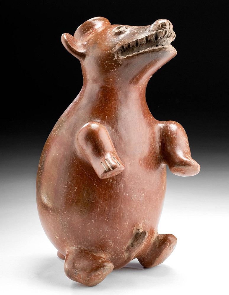 Appraisal: Colima Redware Vessel Dog Upright Playful Pre-Columbian West Mexico Colima