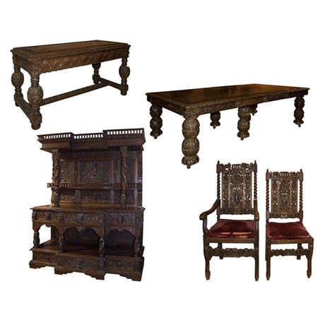 Appraisal: Group of Renaissance Revival Carved Oak Furniture Estimate -