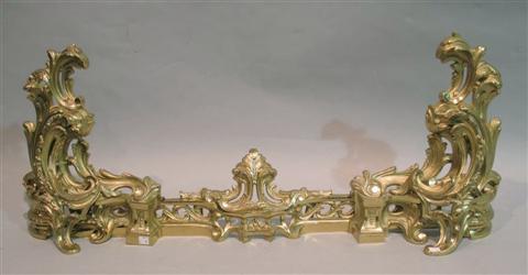 Appraisal: PAIR LOUIS XV STYLE BRASS CHENETS FIRE FENDER th century