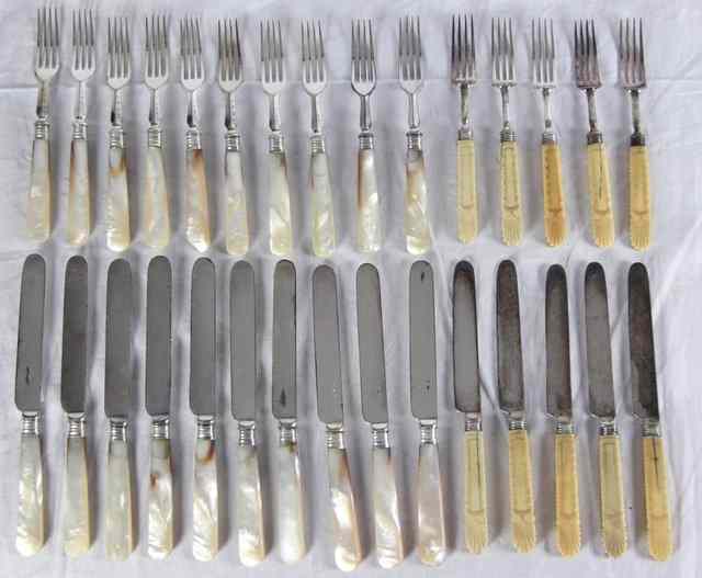 Appraisal: Ten pairs of dessert knives and forks with mother-of-pearl handles