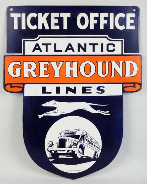 Appraisal: Porcelain Greyhound Bus Lines Ticket Office Sign Circa s Great