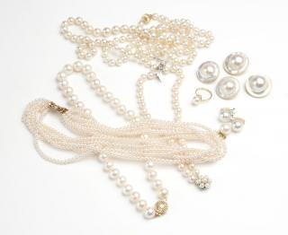 Appraisal: A group of cultured pearl jewelry Including three single-strand necklaces