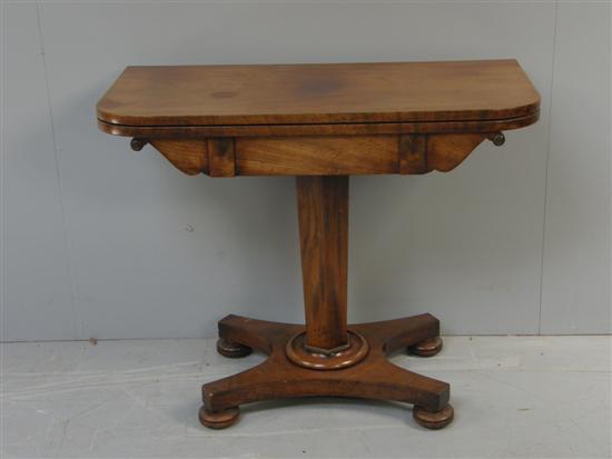 Appraisal: th century mahogany folding card table octagonal column support on