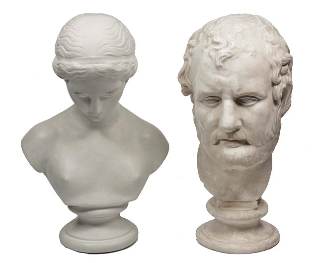 Appraisal: A PLASTER BUST OF A BEARDED EMPEROR on a turned